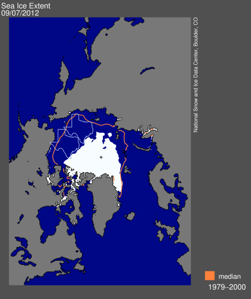Arctic Sea Ice Map - Sep 7, 2012
